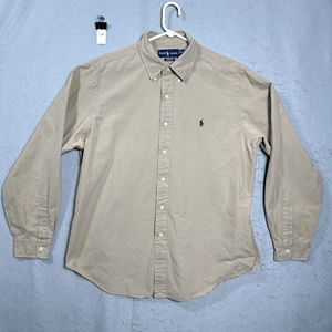 Ralph Lauren Men Classic Fit Cotton Long Sleeve Button Shirt Brown Size XL